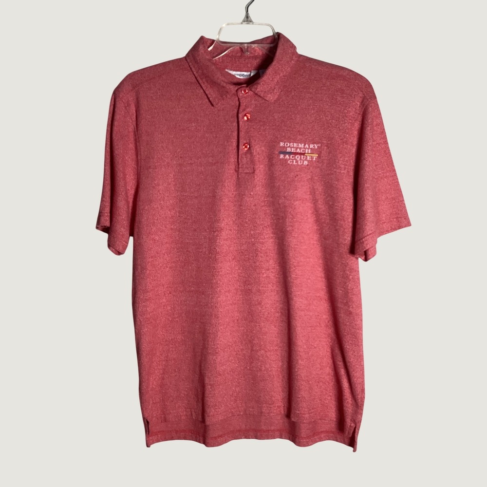 Camp David Rosemary Beach Racquet Club Polo Mens Large Red Preppy Tennis Golf